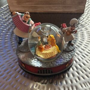 Disney Lady and the Tramp Musical Snow Globe - Yellow & Red